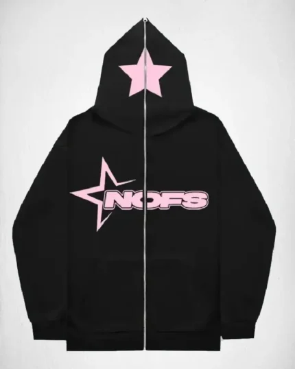 NOFS PINK LOGO ZIPPER HOODIE