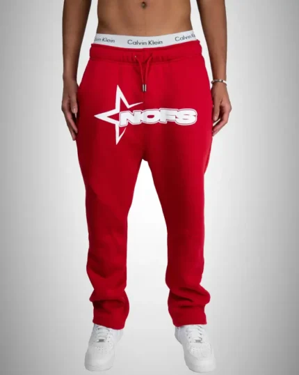 NOFS RED SWEATPANTS JOGGERS