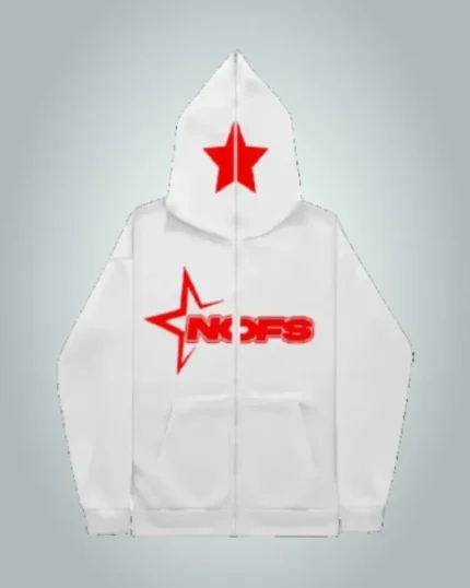 NOFS WHITE ZIPPER HOODIE