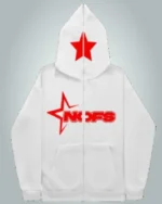 NOFS WHITE ZIPPER HOODIE